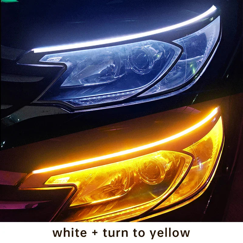 2 Pieces Flexible LED DRL Strips – Waterproof Car Daytime & Turn Signal Lights