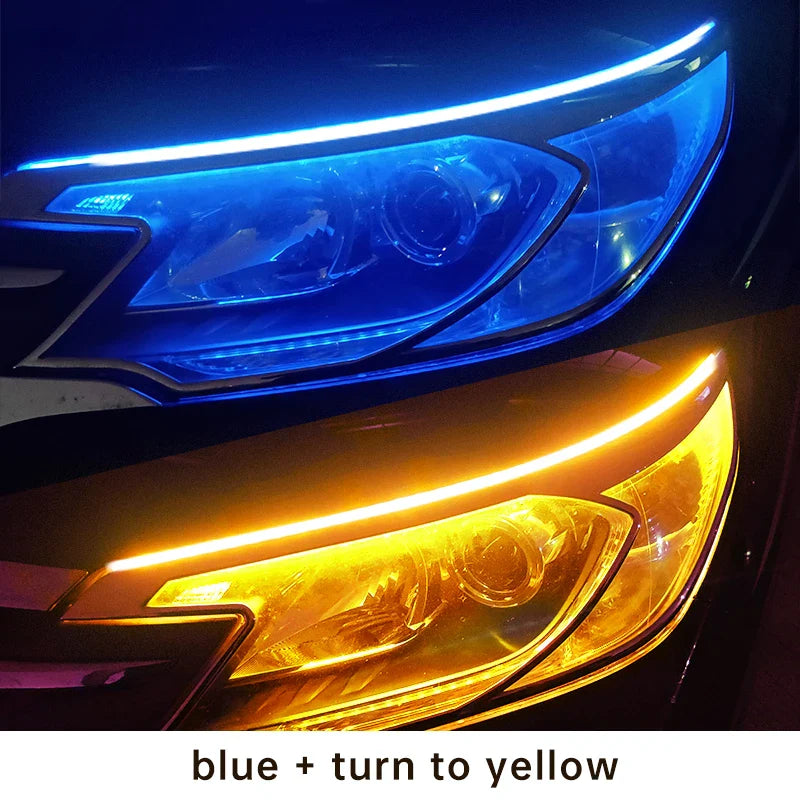 2 Pieces Flexible LED DRL Strips – Waterproof Car Daytime & Turn Signal Lights