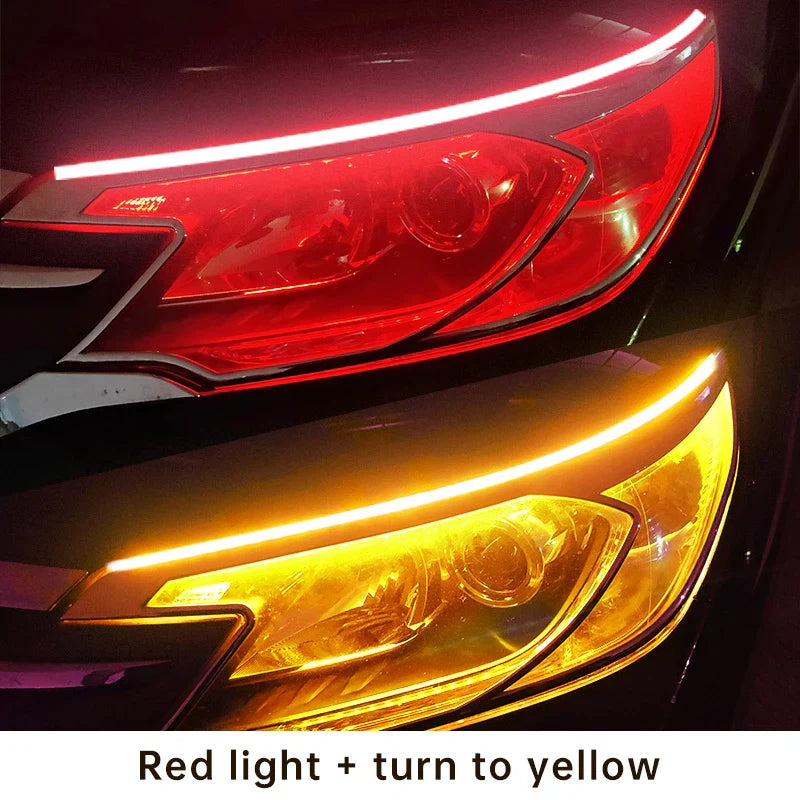 2 Pieces Flexible LED DRL Strips – Waterproof Car Daytime & Turn Signal Lights