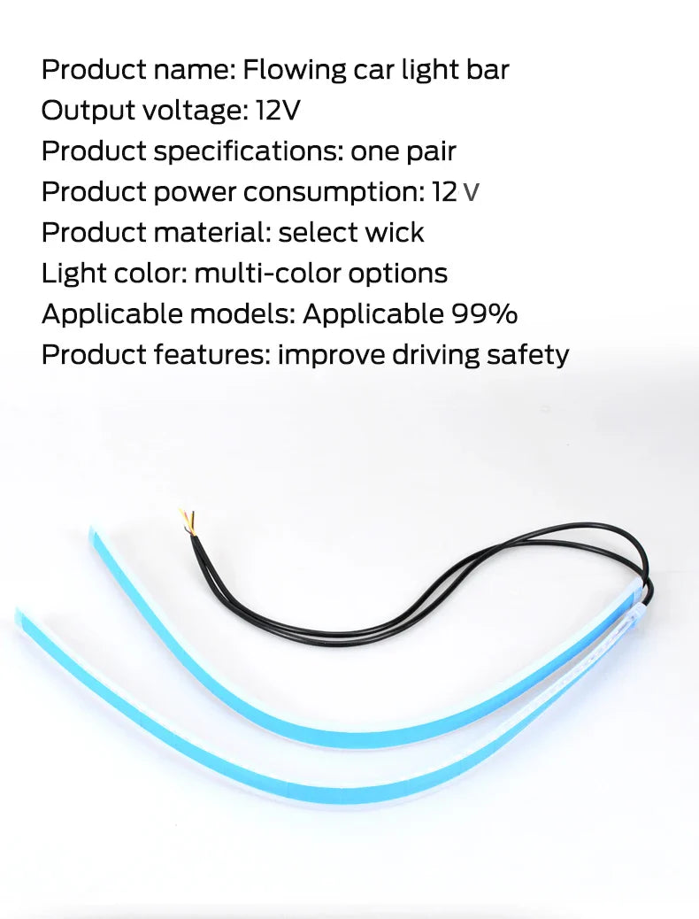 2 Pieces Flexible LED DRL Strips – Waterproof Car Daytime & Turn Signal Lights