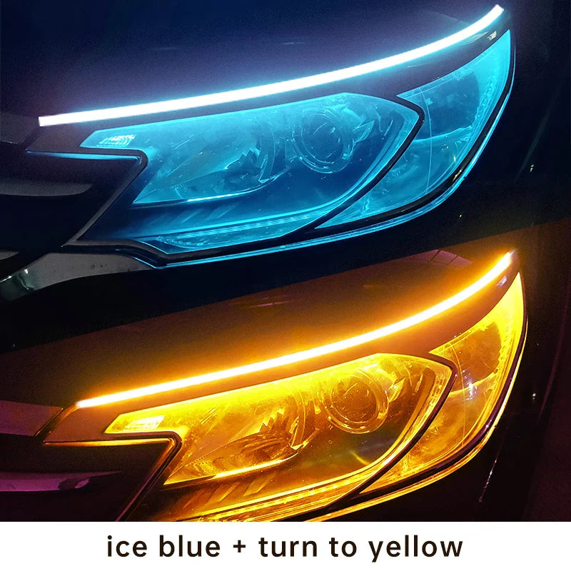 2 Pieces Flexible LED DRL Strips – Waterproof Car Daytime & Turn Signal Lights