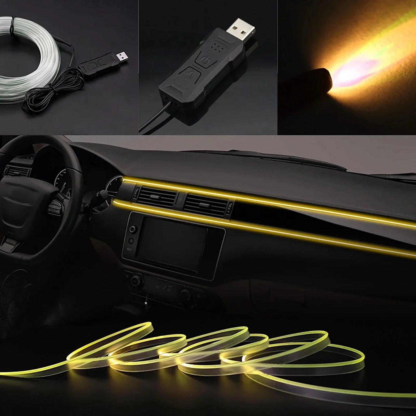 RGB Car Interior LED Strip Light – USB, APP Control