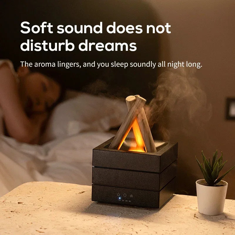 Remote Control Aroma Diffuser and Flame Humidifier with Colorful Atmosphere Light