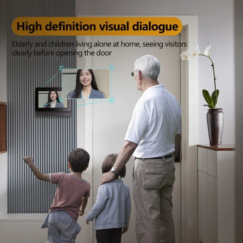 Wireless Video Doorbell with 4.3" Screen – HD Night Vision & Intercom