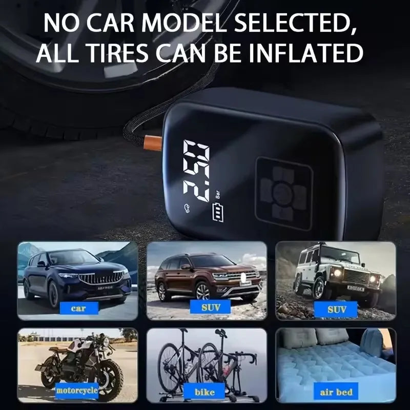 Smart Wireless Air Compressor – Fast Inflation On-the-Go