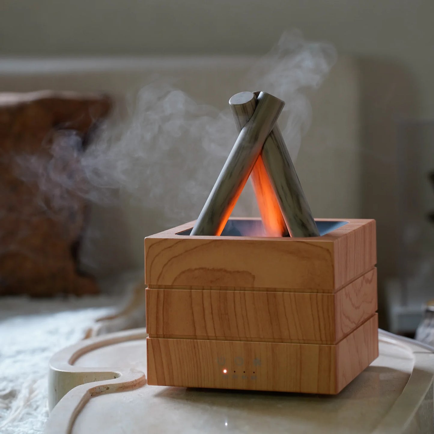 Remote Control Aroma Diffuser and Flame Humidifier with Colorful Atmosphere Light