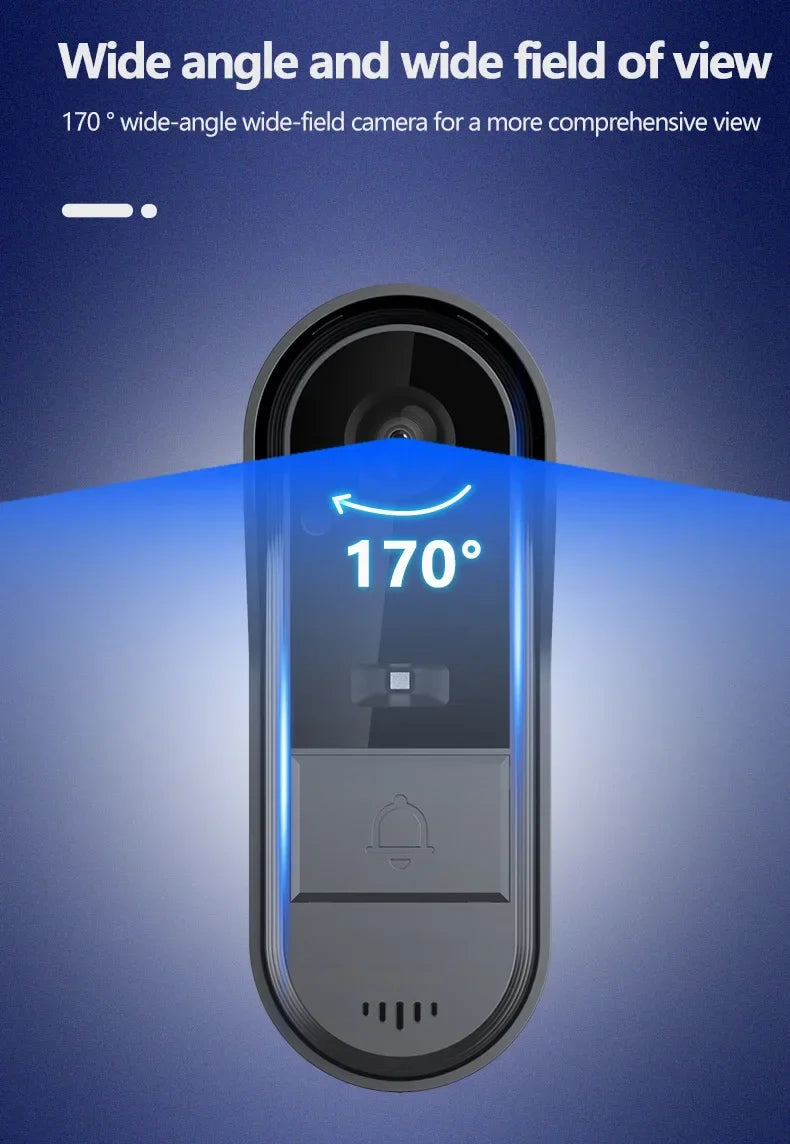 Wireless Video Doorbell with 4.3" Screen – HD Night Vision & Intercom