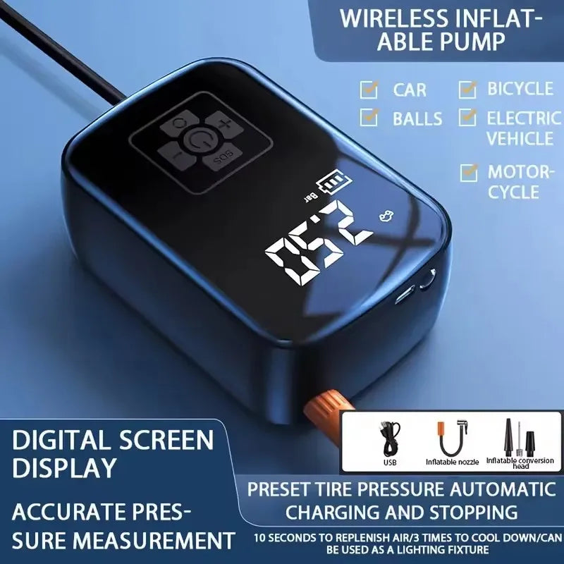 Smart Wireless Air Compressor – Fast Inflation On-the-Go