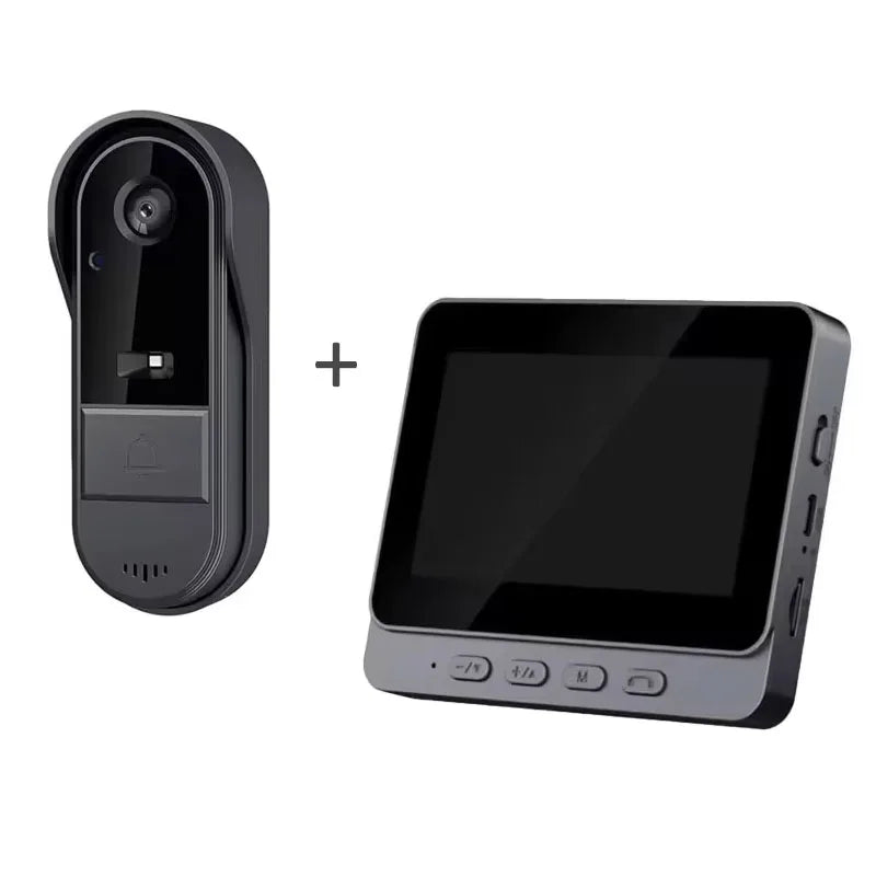 Wireless Video Doorbell with 4.3" Screen – HD Night Vision & Intercom