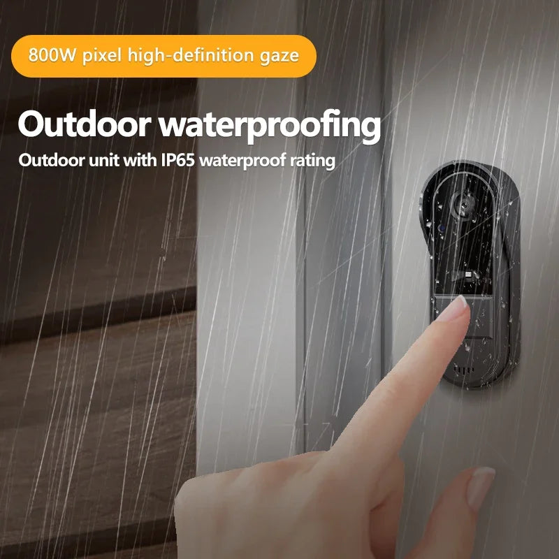 Wireless Video Doorbell with 4.3" Screen – HD Night Vision & Intercom