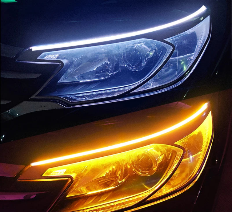 2 Pieces Flexible LED DRL Strips – Waterproof Car Daytime & Turn Signal Lights