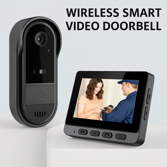 Wireless Video Doorbell with 4.3" Screen – HD Night Vision & Intercom