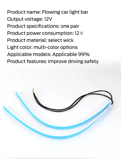 2 Pieces Flexible LED DRL Strips – Waterproof Car Daytime & Turn Signal Lights