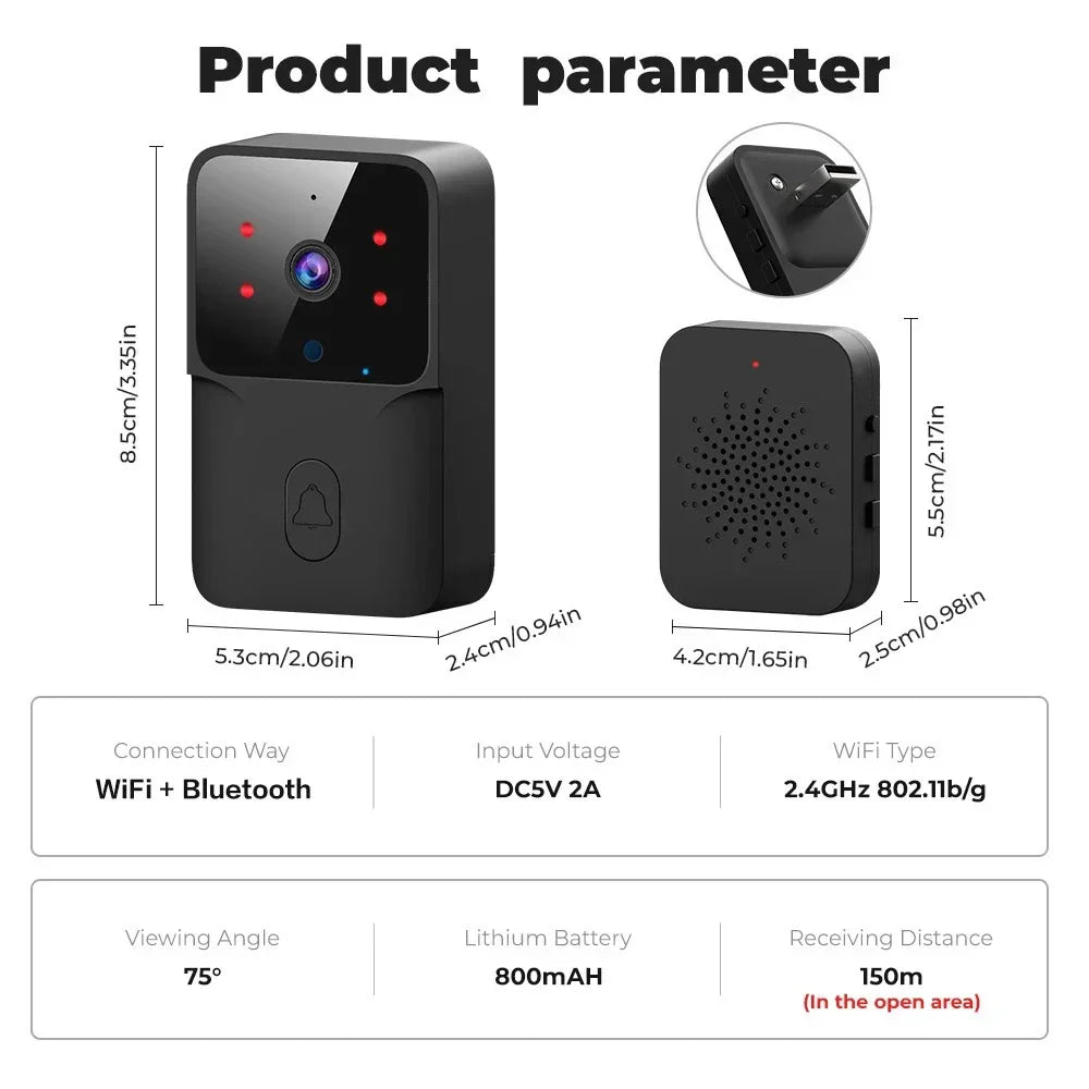 Smart WiFi Doorbell – Wireless, App Control, Multi-Power