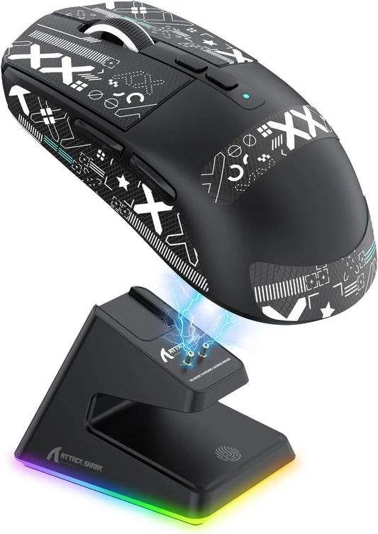 Wireless Gaming Mouse with RGB Base and Magnetic Dock